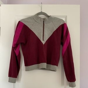 Maroon cropped athletic sweatshirt